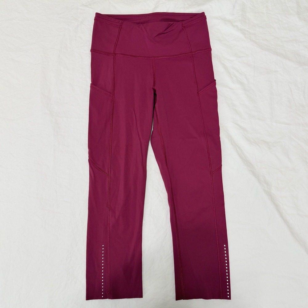 Lululemon FastFree Crop Leggings Nulux in Star Ruby (Magenta) Size 4 Run‎ Crops